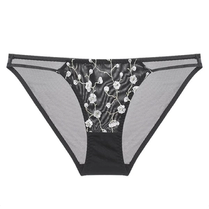 Culotte Femme Sexy Dentelle Française Broderie Mesh Transparent Taille Basse Slips Respirant Fond Coton Remonte-fesses Lingerie