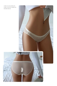 Détail de culotte en dentelle avec maille transparente et accent de plume blanche