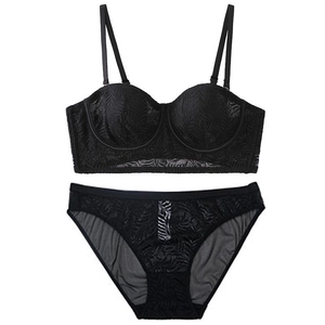 Soutien-Gorge À Armature En Dentelle Française Sexy Et Culotte Assortie Pour Femme Broderie De Feuilles Bralette Respirante Haut Et Bas Lingerie