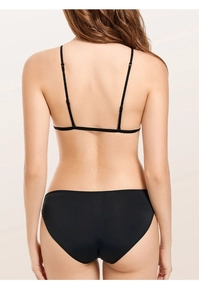 Rückansicht des schwarzen nahtlosen Lingerie-Sets mit verstellbaren Trägern und Verschluss