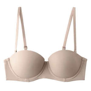 Women Sexy Seamless Strapless Push Up Bra Half Cup Smooth Surface Underwear With Soft Underwire Detachable Straps Lingerie