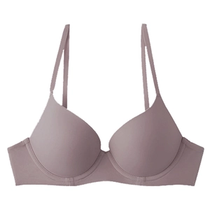 Seamless purple underwire bra with thin adjustable straps for a minimalist summer look
