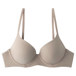 Seamless push-up bra for women in beige with underwire support and adjustable straps
