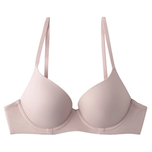 Seamless full coverage brassiere for women in pale pink with underwire support