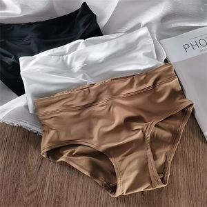 Women High Waist Seamless Ice Silk Panties Thin Breathable Hip Lifting Briefs Cotton Crotch Comfortable Sexy Lingerie Underwear