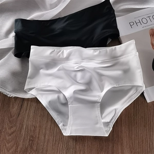 Seamless high-waisted women's panties in black and white colors with cotton crotch