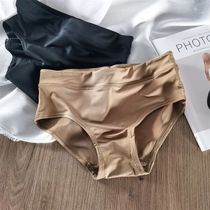 High waist seamless women's breathable panties in black and beige colors for lifting