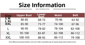 Detailed size chart for lace lingerie set including bust and waist measurements in cm