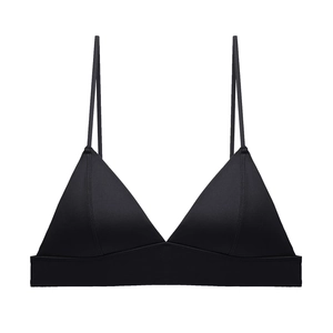 French style seamless black triangle bralette with thin adjustable shoulder straps