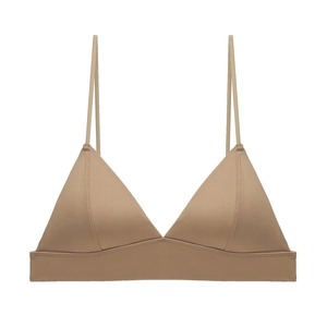 Bralette triangle sans couture minimaliste en kaki avec fines bretelles réglables