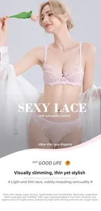 Detailed macro view of 0.2cm ultra-thin pink lace bra featuring delicate floral mesh texture