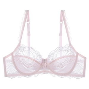 Soutien-gorge en Dentelle Sexy Français Ultra Fin pour Femmes Avec Armatures Respirant Décoration Florale Nœud Lingerie