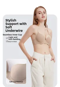 Detail view of seamless nude bra showing soft underwire support and breathable fabric