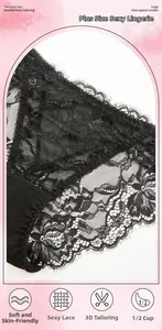 Détails de la dentelle florale noire et coupe 1/2 bonnet sur ce sous-vêtement français