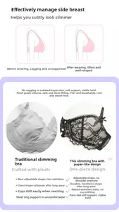Detailed view of seamless lace bra featuring food-grade silicone and high side support
