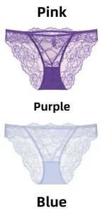 Détail de la dentelle florale et des bords festonnés sur ces culottes sexy pour femme