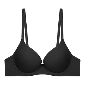 Soutien-gorge réducteur noir sans couture avec bretelles réglables et finition mate