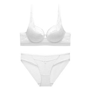 Ensemble de lingerie en dentelle blanche avec soutien-gorge à armatures et culotte en tulle