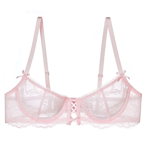 French Style Ultra Thin Lace Bra Sexy Floral Embroidery Bow Tie Underwired Breathable Supportive Lingerie For Women