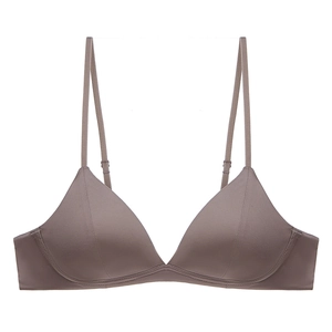Seamless triangle bralette in cocoa brown with adjustable straps and wireless support