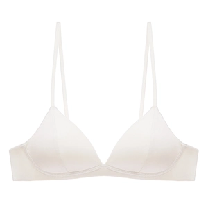 French style seamless triangle cup bra in creamy white with thin shoulder straps