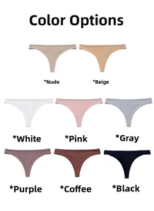 Seamless thong underwear set for women in eight colors including nude, white, and black
