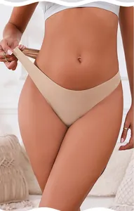 Close-up of seamless stretch panties in nude color showing the elastic waistband detail