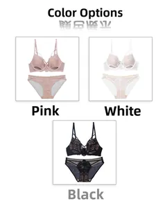 Ensembles de lingerie en dentelle française en rose, blanc et noir avec détails à lanières