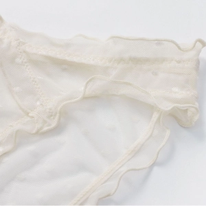 Slip sexy da donna in mesh con motivo a pois e bordi eleganti con volant raffinati