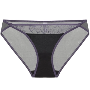 Culotte en dentelle pour femme avec maille grise et broderie florale violette sexy