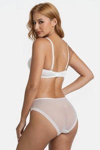 Détails de l'ensemble de lingerie en dentelle blanche avec mesh et bretelles fines