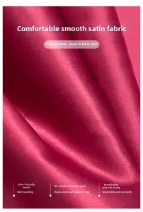 Detail of red satin bra fabric with 8 percent spandex for a smooth and breathable texture