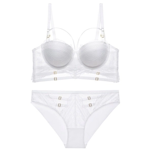 Eleganter weißer Spitzen-Dessous-Set mit Push-up-BH und passendem Low-Waist-Höschen