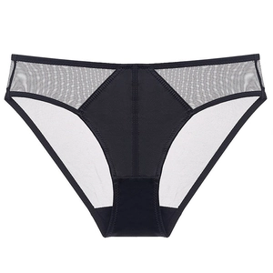 Women French Sexy Mesh Panties Satin Patchwork Breathable Low Waist Lingerie Transparent Briefs Cotton Crotch Underwear