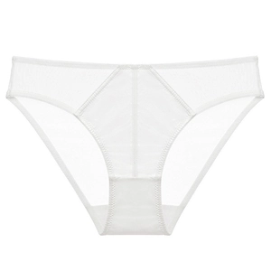 White breathable mesh panties for women with a low waist and seamless lace detailing