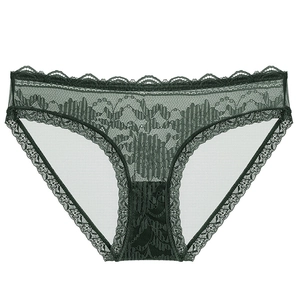 Elegante dunkelgrüne Spitzenunterwäsche mit Blumenstickerei und Mesh-Details