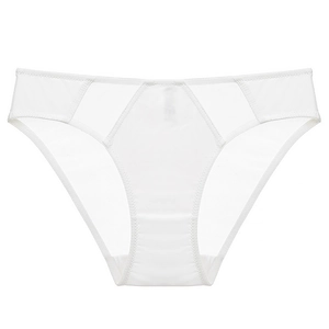 White French mesh seamless panties with breathable sheer lace and silky fabric