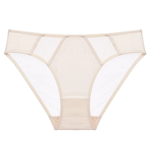 Seamless nude mesh breathable low-waist panties for women with patchwork design