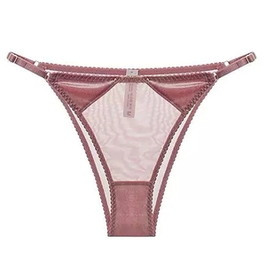 Perizoma da donna in velluto rosa antico e mesh con spalline sottili regolabili