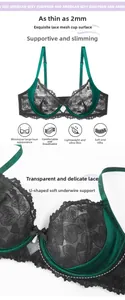 Detail view of 2mm ultra-thin lace mesh cup with U-shaped soft steel ring support