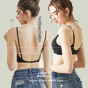 U-shaped backless bra showing 12cm deeper plunge compared to standard bras