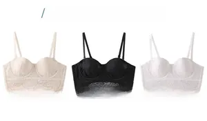 Detailed lace texture on full cup bras in beige, black and white color options