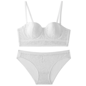 Ensemble de lingerie en dentelle blanche française avec bonnets oreilles de lapin