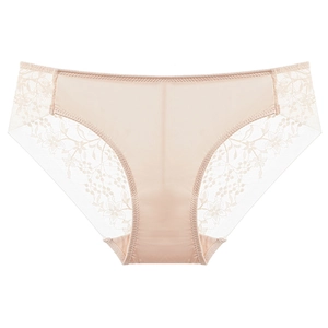 Culotte sexy en dentelle florale pour femme couleur chair avec maille fine et respirante