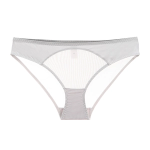 Culotte française gris argenté en satin et mesh à taille basse avec entrejambe en coton