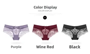 Lace underwear display in purple, burgundy and black with delicate bow details