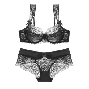 Set Reggiseno E Mutandine Sexy In Pizzo Da Donna Set Intimo In Mesh Trasparente Sottilissimo Stile Europeo Push Up Con Fiocco