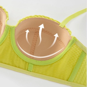 Breathable lace bra with soft cotton padded cups and functional airflow ventilation design