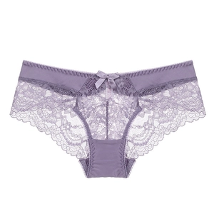 Sexy Women Lace Panties Transparent Mesh Lingerie With Cotton Crotch Low Waist Bow Floral Briefs Breathable Underwear
