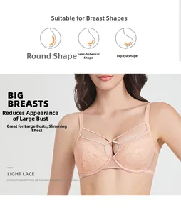 Détail des bonnets en dentelle florale avec tissu respirant et design à bretelles croisées